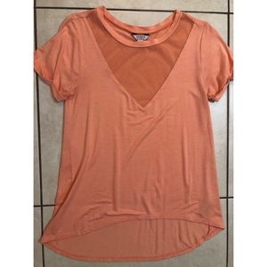 Coral Mesh V-Neck Top
